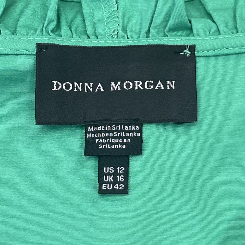 Donna Morgan Babydoll Tiered Midi Dress Sz 12 Green Cottagecore Ruffle Coquette - Picture 3 of 12